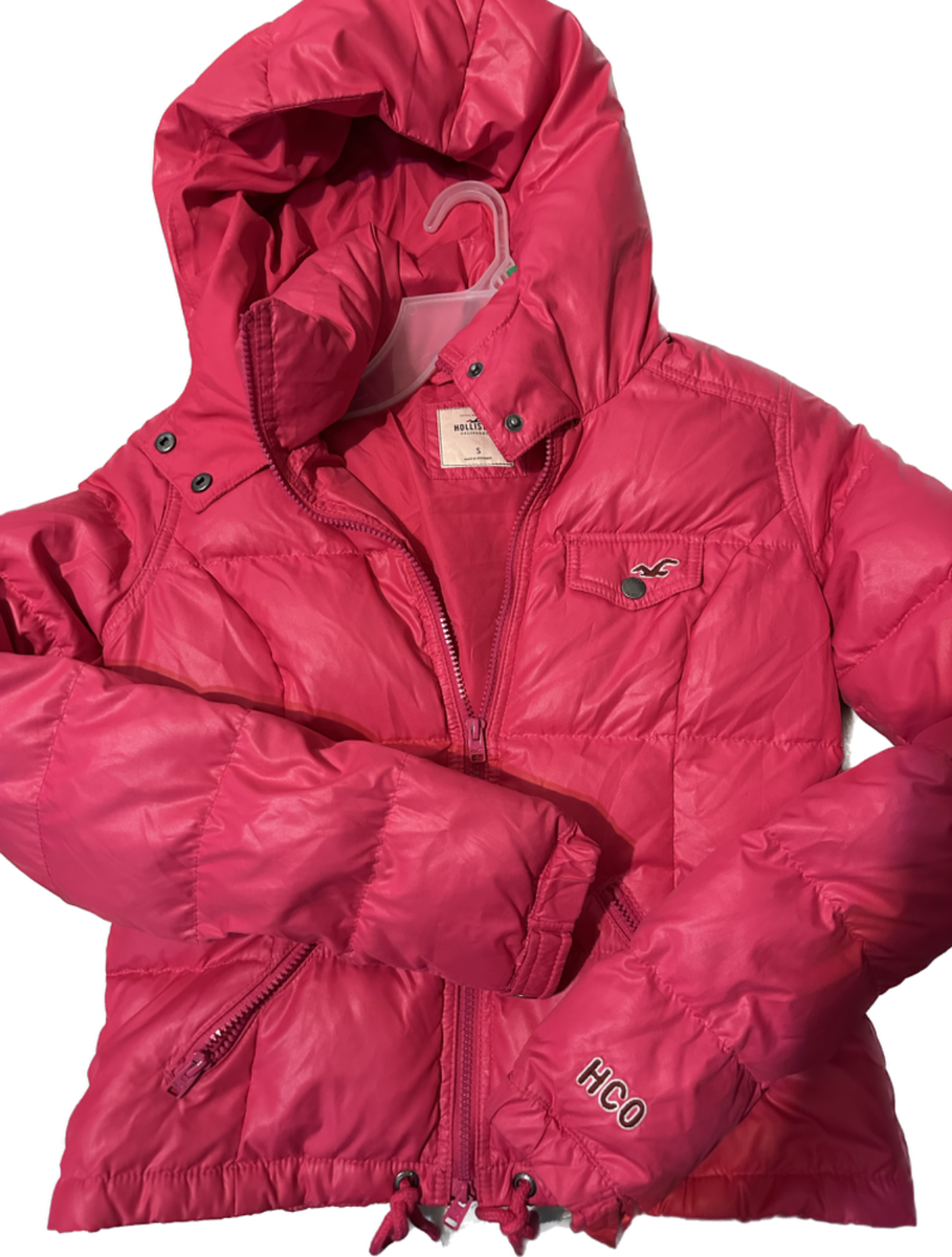 Hollister Puffer Bomber Jacket Neon Hot Pink Size Small Winter | eBay