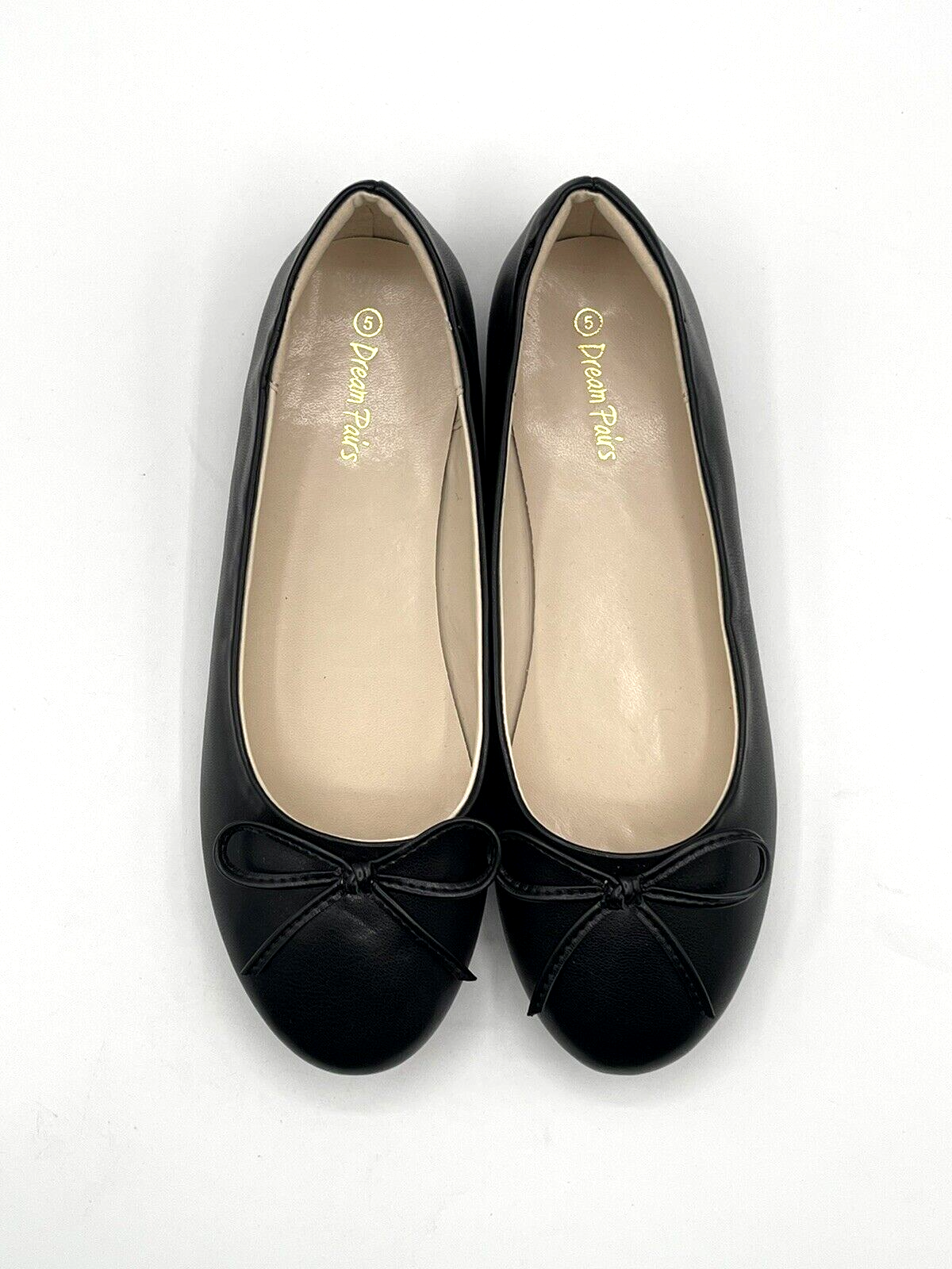 Elegant Woman’s Black Ballet Flats with Thin Bow Tie in US Size 5 for Everyday Comfort and Style