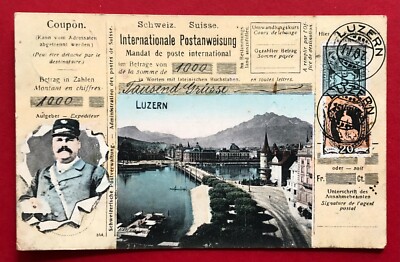 AK LUZERN Schweiz 1920 Postbote Internationale Postanweisung Stadtans. ( 100878