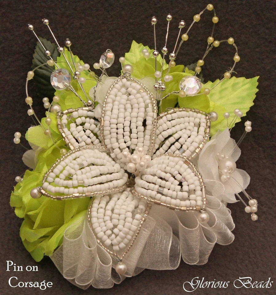 Ramillete Verde Lima Cuentas Lirio Seda Rosas Cuentas Estrás. Opción Boutonniere Foto 2 de 4