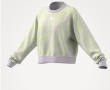 NEW Adidas Animal Print Pink Yellow Tiger Stripe Sweatshirt. Sz Large