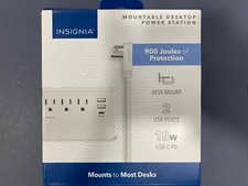 Insignia- 3 Outlet/3 USB Desktop Power Tap 900 Joules Surge Protector - White