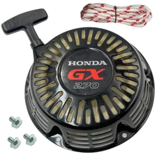 Black Recoil Pull Starter For Honda GX240 GX270 Engine Generator Rope & 3 bolts