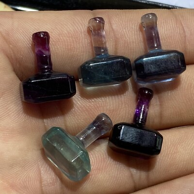 5pcs Natural fluorite carved mini hammer skull quartz crystal reiki healing