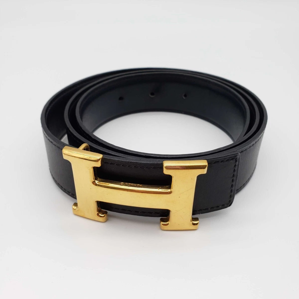 Hermes belt women's black and best sale gold