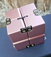 Pink Aluminum Infinity Cube Fidget Toy Anxiety Stress Home Office Adults Kids 💖