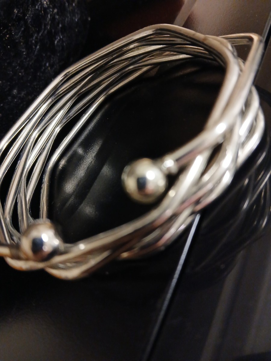 Vtg Connected Multi-Layer (6) Bangles Bracelet Hexogon Shapes