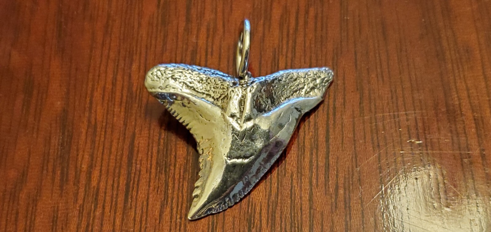 .925 Sterling Silver Solid Shark Tooth Pendant - image 1
