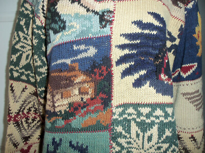 美品 90s POLO ラルフローレン RL'95 patchwork knit 90s Polo by Ralph Lauren RL'95 コットン リネン パッチワーク