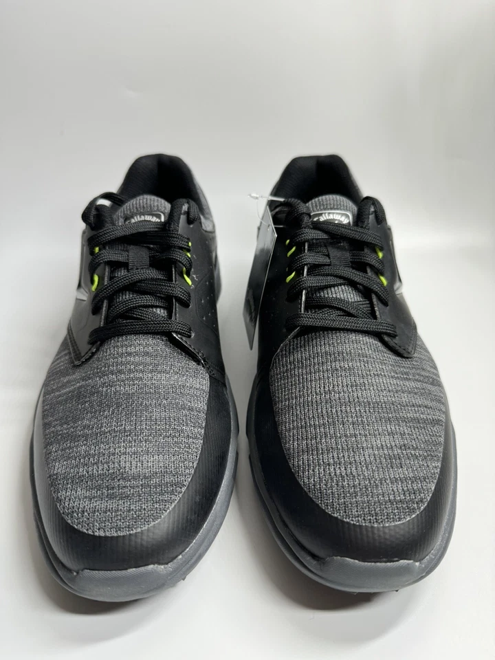 Zapatos de golf impermeables sin clavos Callaway para hombre 8D Coronado V2 negros/grises CG401BGR Foto 2 de 4