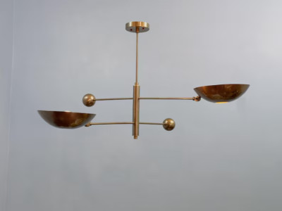 2 Pendant Light Mid Century Modern Antique Brass Sputnik Chandelier Light