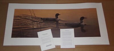 1991 Daniel Smith Twilight Calling Common Loons Signed / Number Art Print w/COA