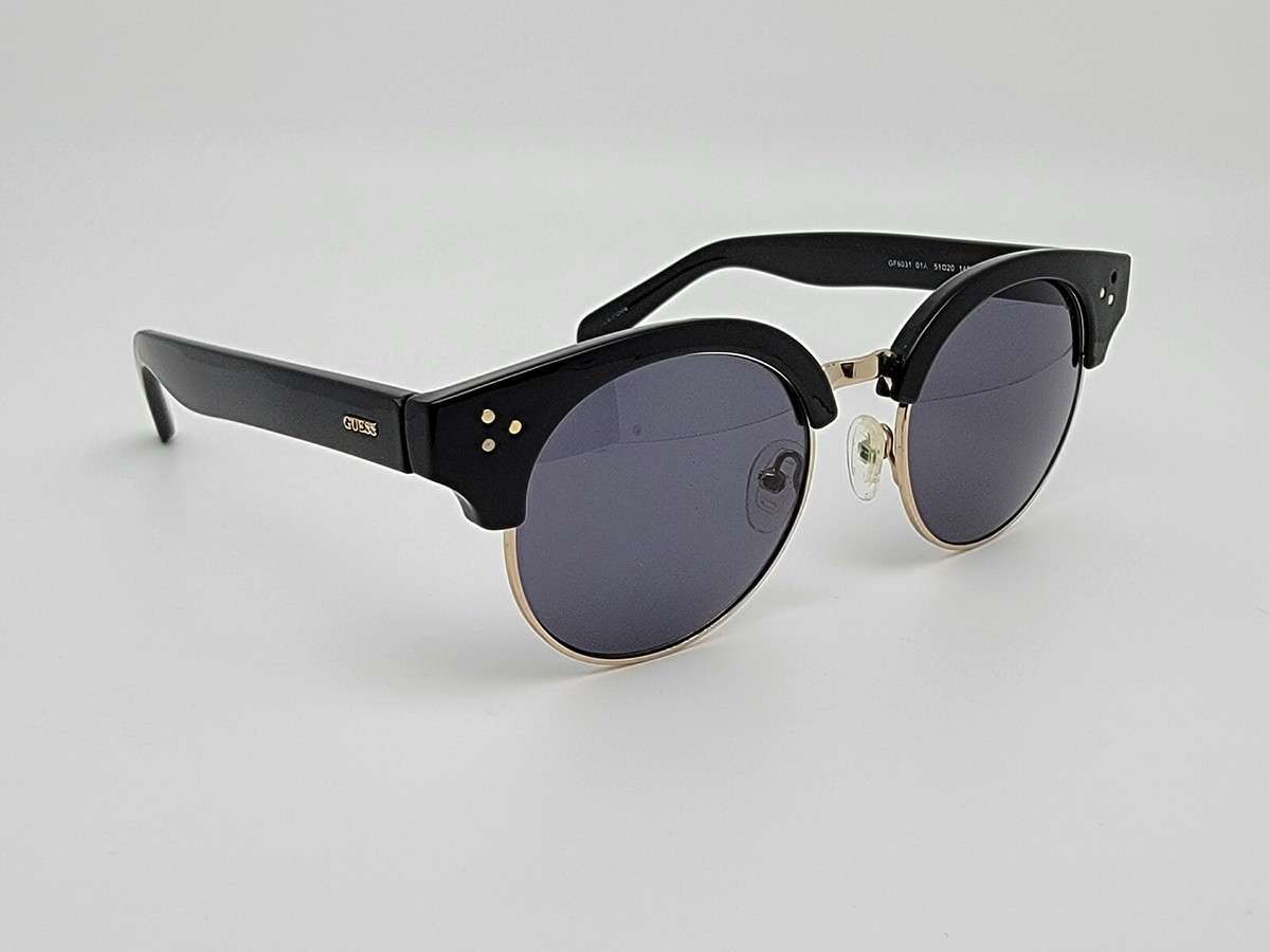 Guess GF6031 01A Gloss Black Gold Frame Grey Lens Round  display picture 3