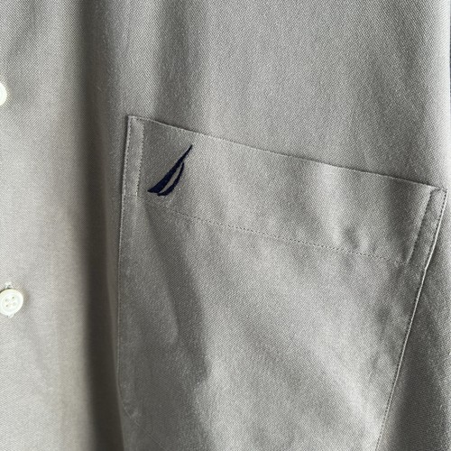 Nautica Shirt Men's Size 17 36/37 Gray Cotton Long Sleeve thick work shirt - Picture 2 of 8
