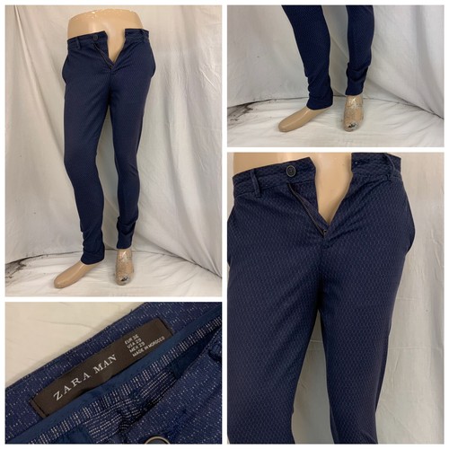 Zara Man Pants 29x31 Blue Cotton Stretch Peg Leg Morocco Mint YGI P1-227 |  eBay