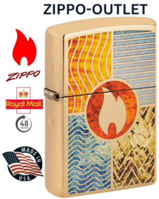 Original Brandneu Zippo Feuerzeug Elemente ERDE WIND FEUER/WASSER FUSION Design