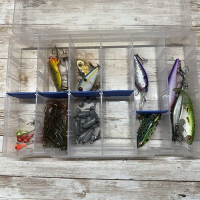Fishing Tackle Lot Lures Stick Baits Clear Tackle Box Mixed Assortment Gear