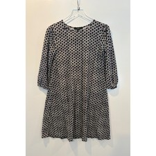 Max Mara Weekend Geometric Print 3/4 Sleeve Dress Navy White Womens Size Small