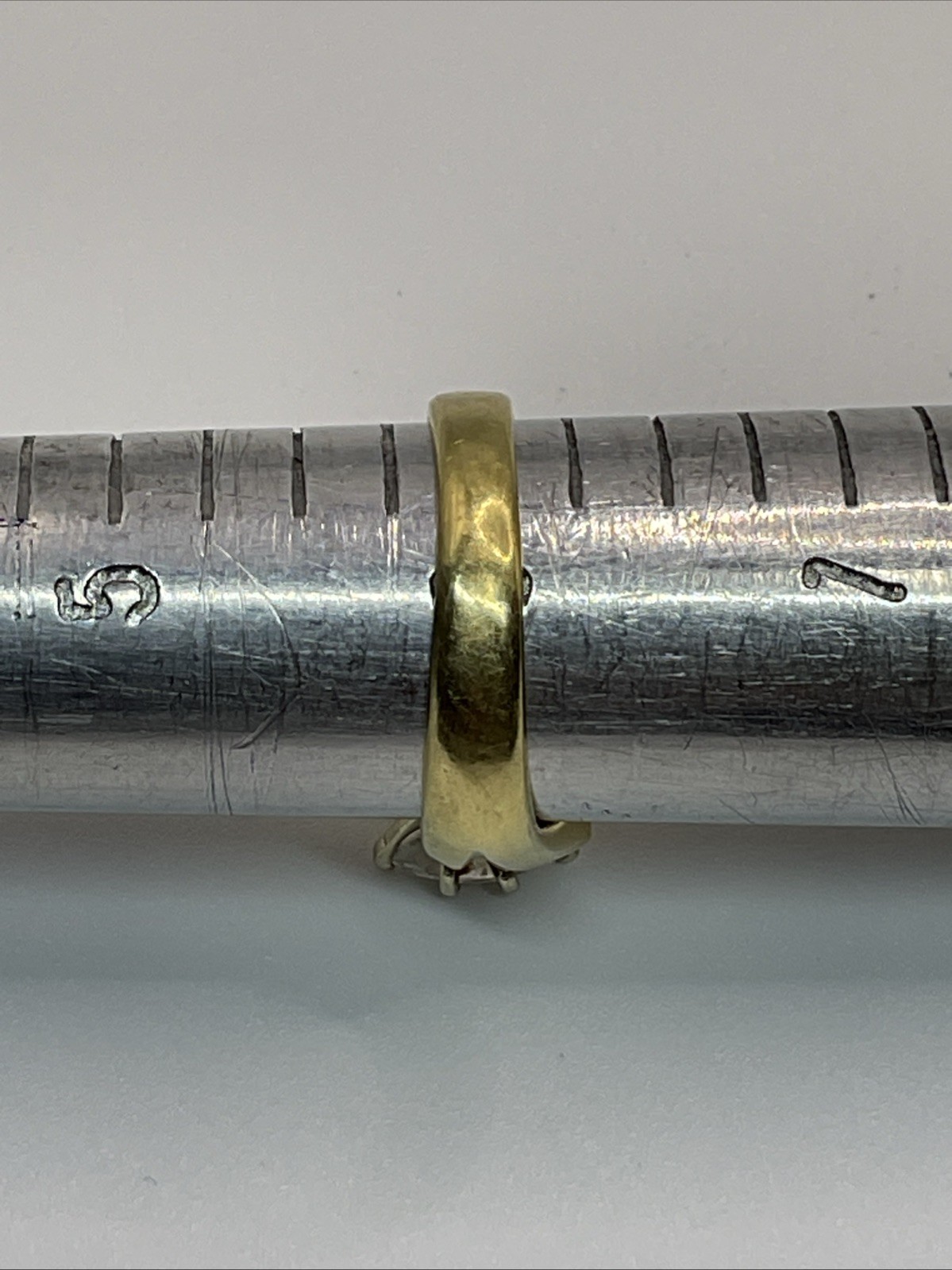 ELEGANT Solid 17K Two Tone Gold Solitaire Marquis… - image 11