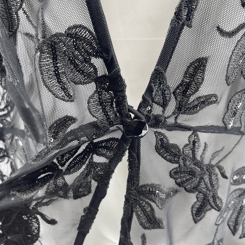 Alex Evenings Black Embroidered Lace Sequin Kimono Jacket 2X NWT 3/4 Sleeve - Picture 4 of 13