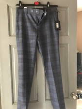 SMALL MENS/YOUTHS RIVER ISLAND BLUE CHECK SLIM PANTS BNWT SIZE 28 WAIST