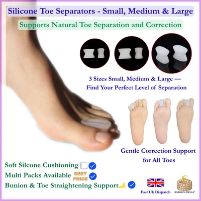 BARGAIN WELLS Toe Big Small Bunion Corrector Separator Gel Straightener Valgus Hallux Foot UK