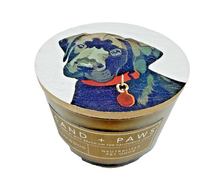 Sand + Paws Black Lab Candle 12 oz. Teakwood Scented Neutralizes Pet Odor NEW