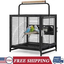 19'' Wrought Iron Bird Travel Carrier Cage for Parrot Conures Lovebird Cockatiel