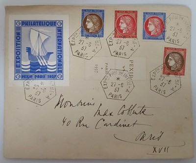 Brief mit Briefmarken aus dem Pexip Block 1937 und Vignette. Wunderschön