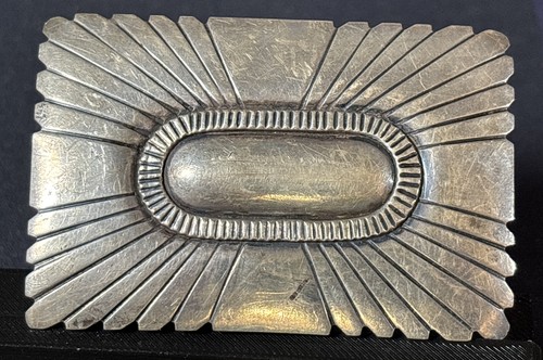 Vintage Hand Made Sterling Silver Native American Stamp Work Belt Buckle 45 Gram