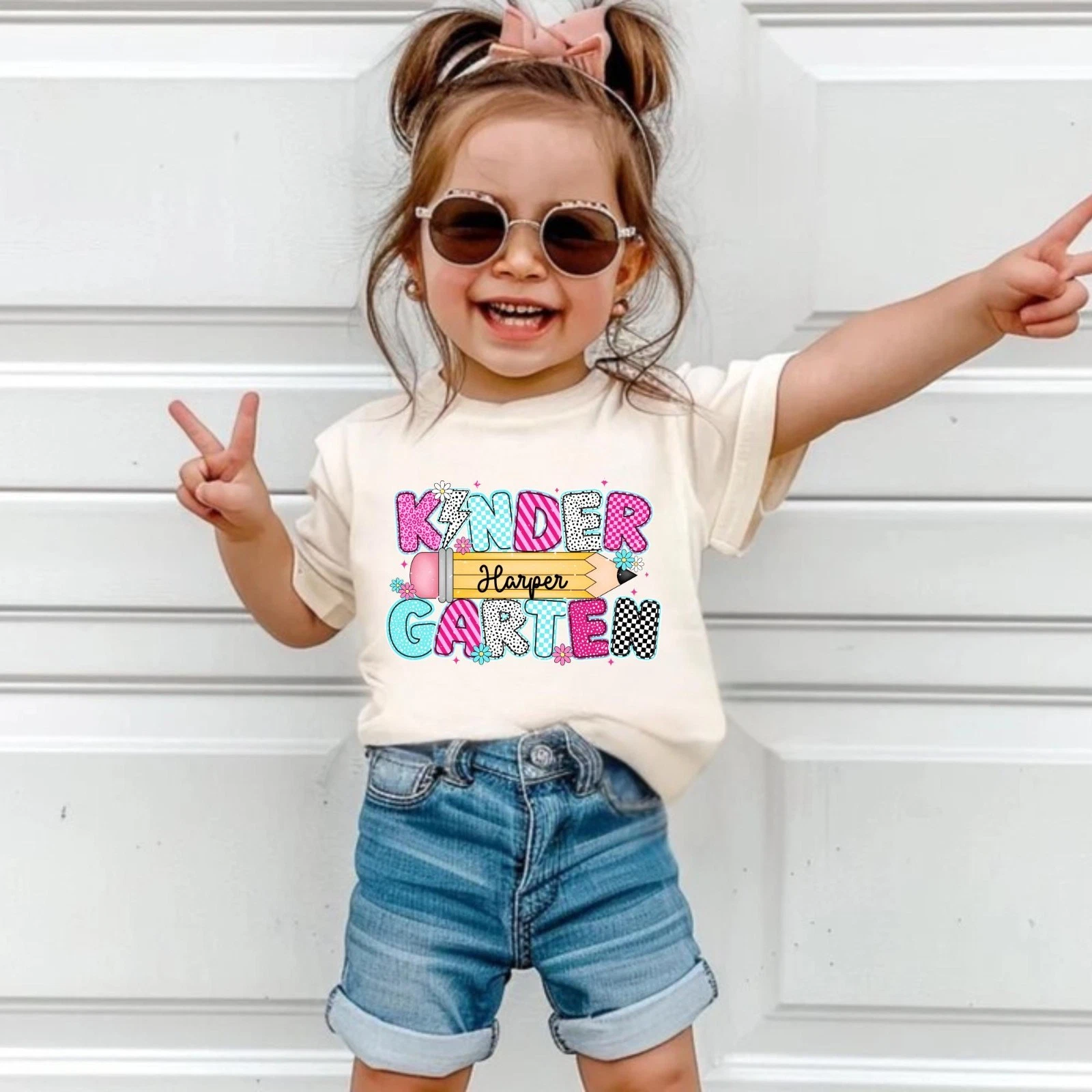 Personalized Back to School Shirt for Girls, Custom Name Gift Tee Kids