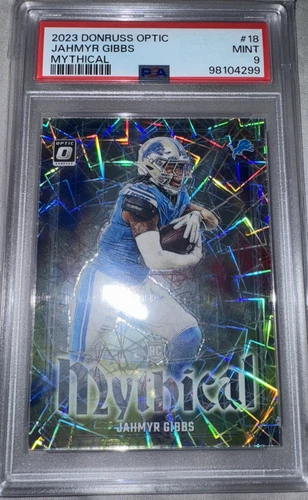 2023 PANINI DONRUSS OPTIC MYTHICAL #18 JAHMYR GIBBS ROOKIE SP RC PSA 9