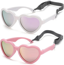 Flexible Heart Polarized Baby Sunglasses for Infant Age 0-24 Months