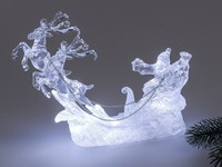 LED Dekofigur Santa Mit Rentieren H. 17Cm Acryl Mit Licht + Timer Formano W25