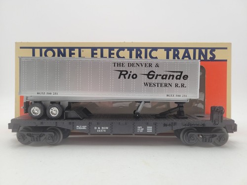 Coche plano Lionel 6-16374 calibre O Denver y Río Grande Western con remolque EX/caja | Condition: Used