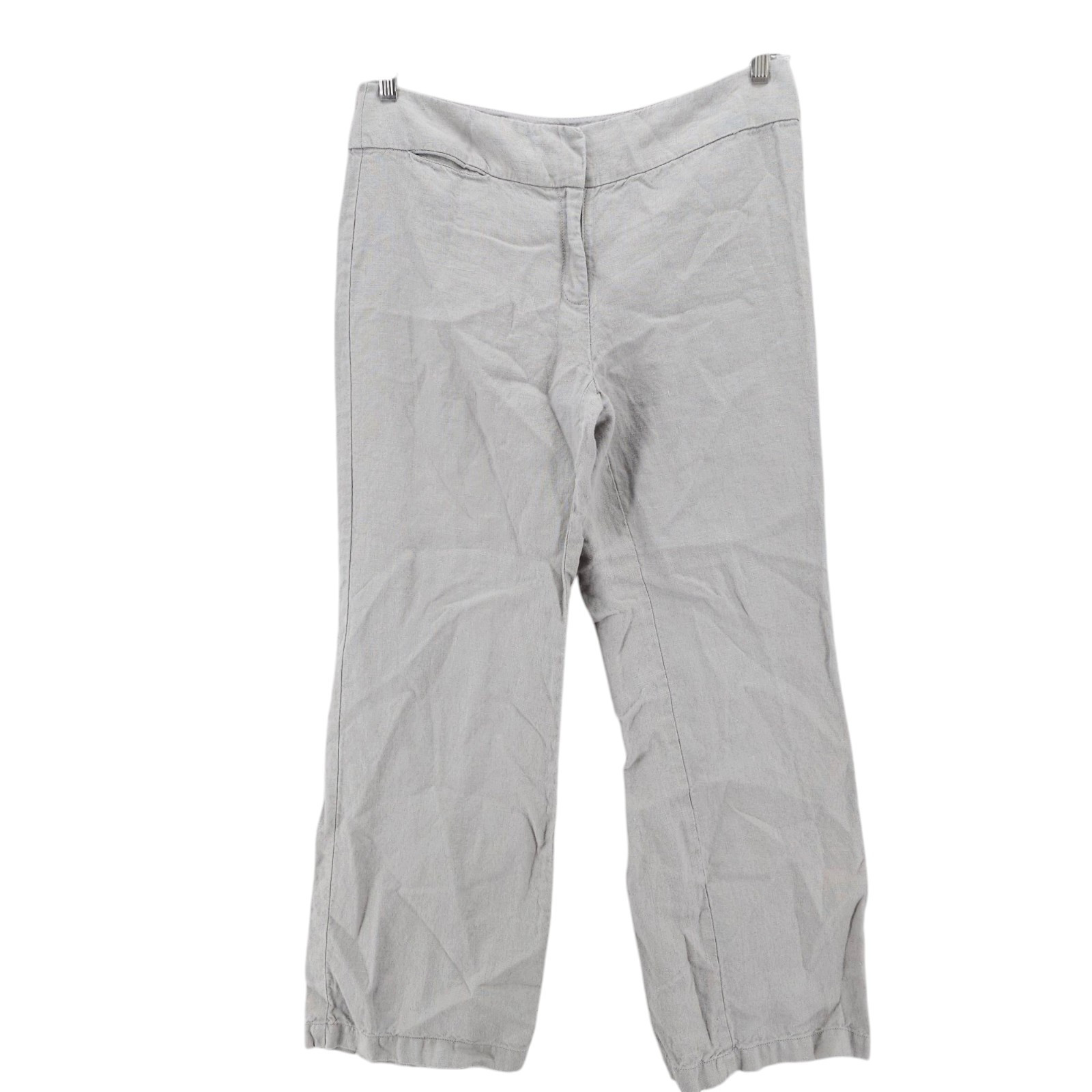 EILEEN FISHER Gray 100% Linen Pants Woven Zip Closure Size 12 PETITE