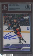 Leo Carlsson Signed 2023-24 UD Hockey Young Guns #468 RC Rookie AUTO BGS BAS