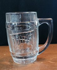 Ancienne tasse en verre baril de bière racine papa ~ 5,25" de haut ~ très lourde