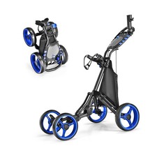 ULTIMATE 4 Wheel Golf Push Cart, Lightweight Folding Golf Trolley Roller w/Sc...