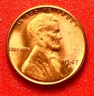1947-S Lincoln Wheat Cent Penny GEM RED BU From an Original Bank Roll