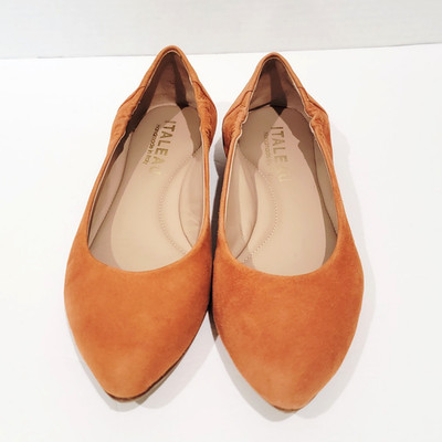 Italeau Mara Suede Ballet Flats Size 8 Womens 38.5 Cuoio Shoes Handmade in Italy