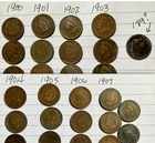 33x Indian Head Cents Pennies: 1901-1907