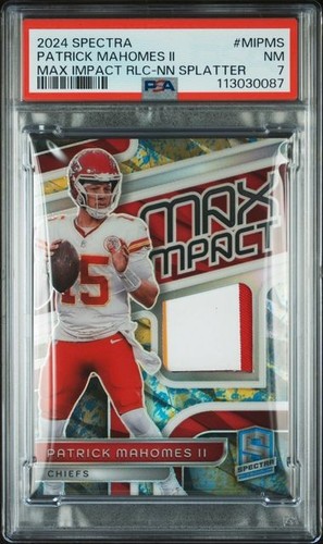 2024 SPECTRA #MI-PMS PATRICK MAHOMES II MAX IMPACT RLC-NN SPLATTER 5/8 PSA NM 7