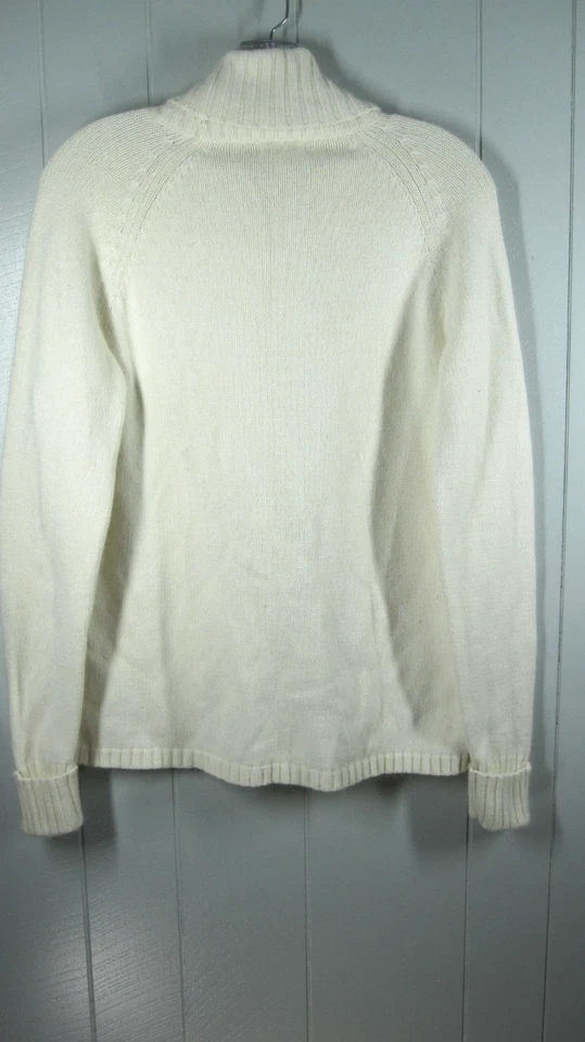 Suéter feminino M marfim gola capuz mistura angorá punhos com nervuras/bainha macia menina neutra - Imagem 2 de 4