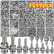 1059PCS Assorted Box kit ,M3 M4 M5 M6 Nuts And Bolts Set Screws Stainless Steel