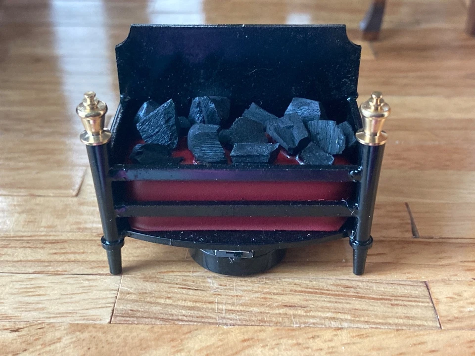 1:12 Dollhouse Miniature Battery Operated LED Flickering Fireplace Grate Basket - Image 3 of 4