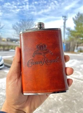 8oz Leather Wrapped Stainless Steel Whiskey Flask - Leak Proof Pocket Hip Flask
