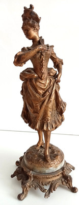 Skulptur Frau Statue Figurine Metallguß Jugendstil Skulptur Ernest Rancoulet