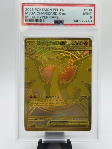 2025 MEGA CHARIZARD X EX HYPER RARE GOLD PHANTASMAL FLAMES POKEMON PSA 9 #130