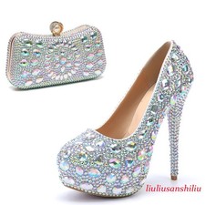 Rhinestone Wedding Shoes for Women Slip on Party Evening Formal Pumps